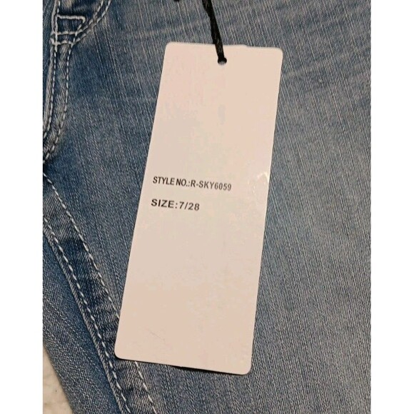 Sky Premium Collection Jeans Sz 7/8 Stone Embellished Bootcut Angel Wings Heart - Picture 7 of 9